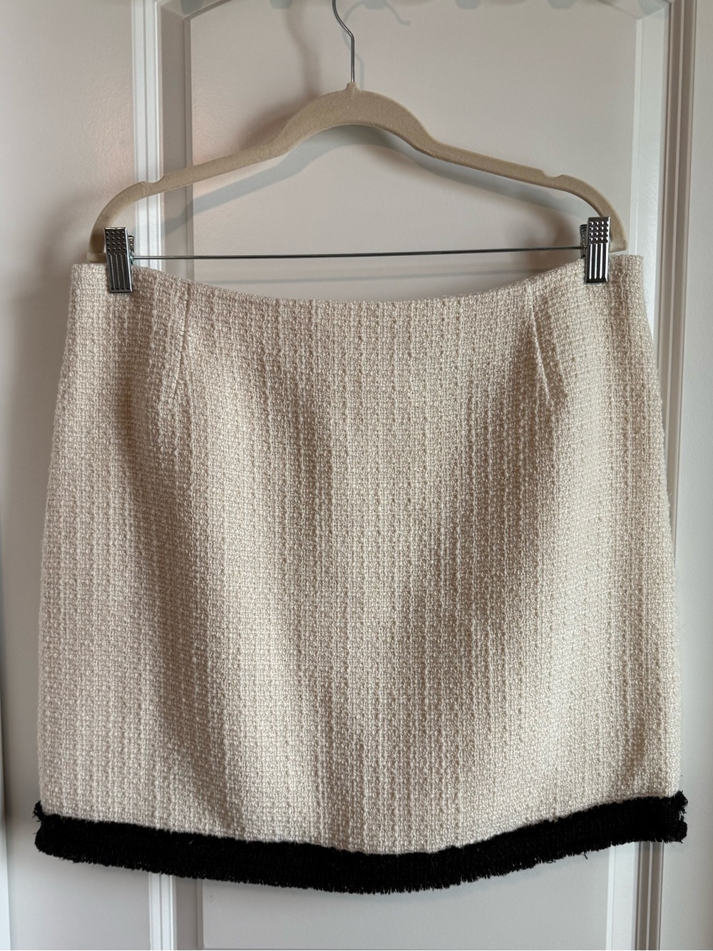 H&M Cream Tweed Mini Skirt with Black Trim